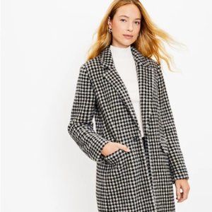 LOFT Women's Black and White Checked Coat - BRAND NEW never worn